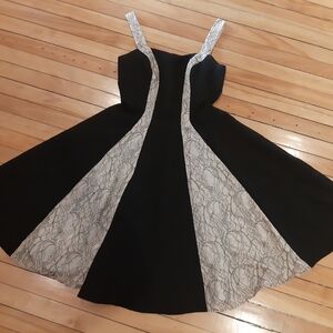 Stylish Black Dress with Lace Accents